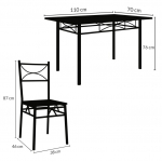 Casaria 107898 Jedálenská zostava Paul, stôl a 4 stoličky, čierna