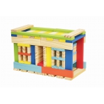 iMex Toys Drevená montessori stavebnica 100 ks a domino